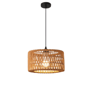 Handgeweven Rotan Kroonluchter – Cilindrisch Ontwerp